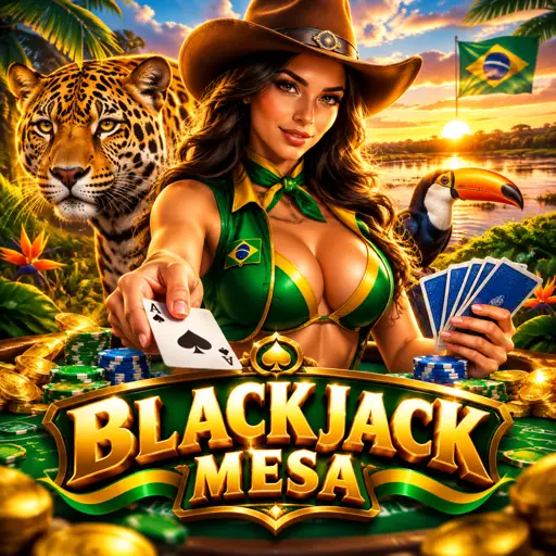 Mesa de blackjack ao vivo com cartas distribuídas pelo dealer