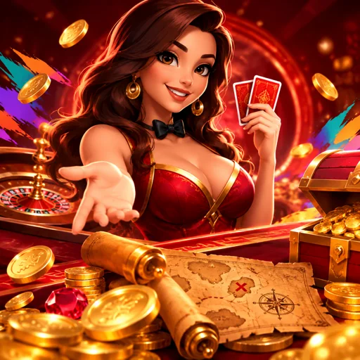 Estúdio de cassino ao vivo com mesas de roleta e blackjack iluminadas
