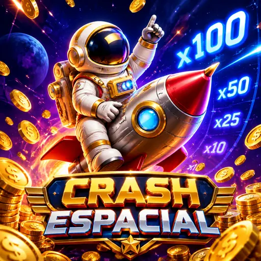 Card do jogo Spaceman com astronauta flutuando na curva do multiplicador