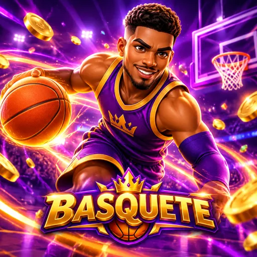 Quadra de basquete com aro iluminado em jogo noturno